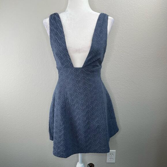 Revolve WeWoreWhat Grey Textured Knit Plunge V-Neck Sleeveless Mini Dress 6 NWT - Picture 14 of 15